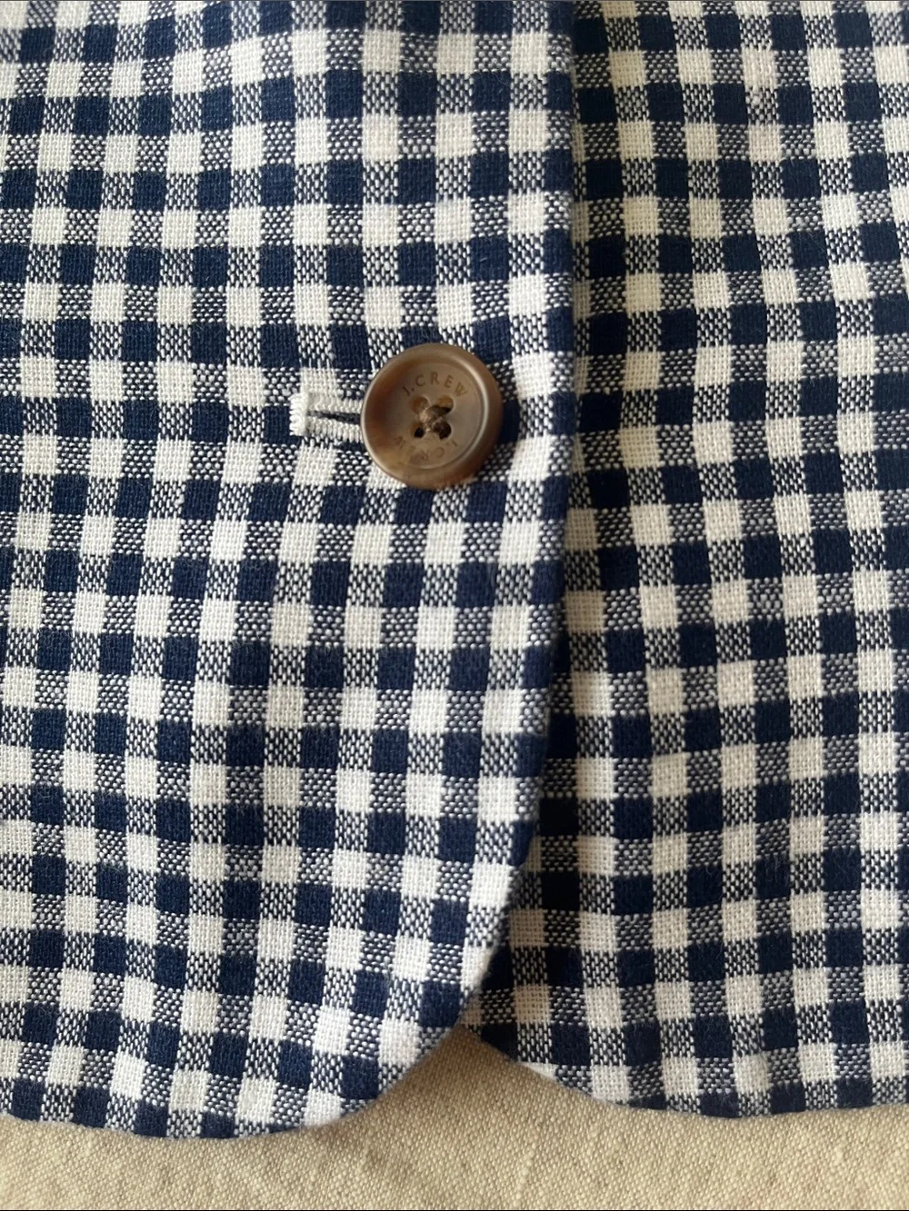 NWT J Crew Linen Gingham Button-Front Top